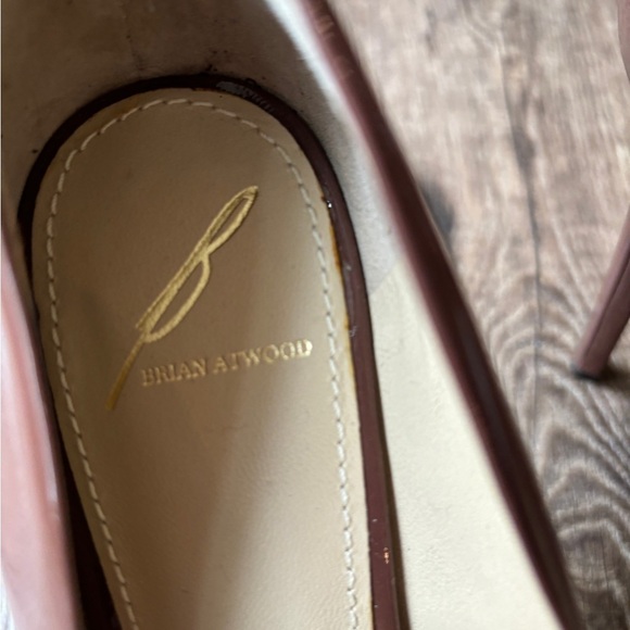 Brian Atwood Patent Leather Peep-Toe Stiletto Wine/Brown Women's Size 8.5 - Picture 3 of 12